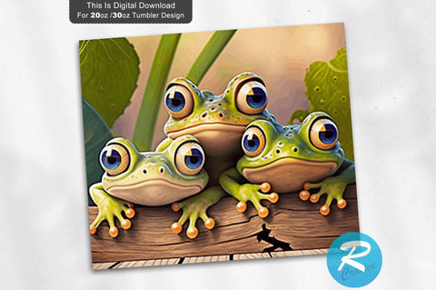 Trio Frogs Big Eyes Staring At Front Kids 20 oz / 30 oz Tumbler PNG Sublimation Regulrcrative 