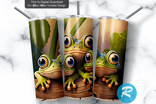 Trio Frogs Big Eyes Staring At Front Kids 20 oz / 30 oz Tumbler PNG Sublimation Regulrcrative 