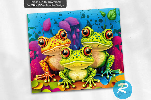 Trio Frogs Big Staring At Front Colorful Kids 20 oz / 30 oz Tumbler PNG Sublimation Regulrcrative 