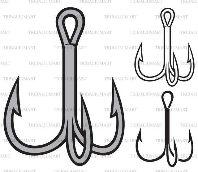 Triple fishing hook SVG TribaliumArtSF 
