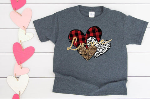 Triple Hearts Distressed - Valentines Sublimation PNG SVG Simply Cutz 