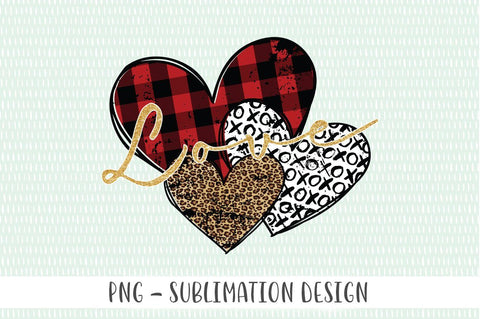 Triple Hearts Distressed - Valentines Sublimation PNG SVG Simply Cutz 
