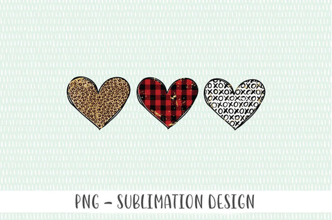 Triple Hearts Distressed - Valentines Sublimation PNG SVG Simply Cutz 