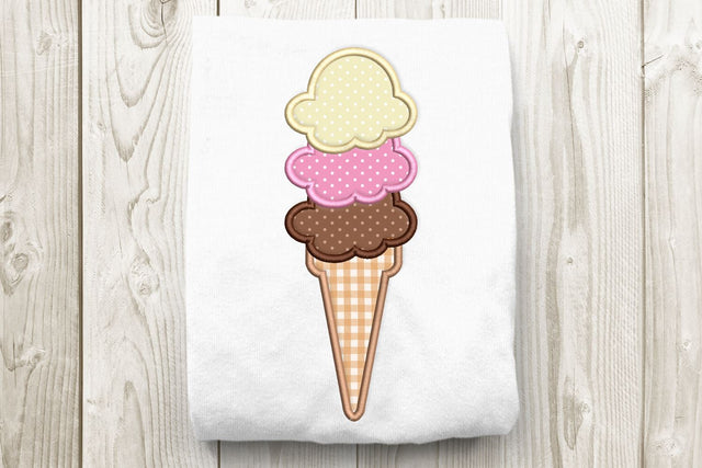 Triple Scoop of Ice Cream Applique Embroidery Embroidery/Applique DESIGNS Designed by Geeks 