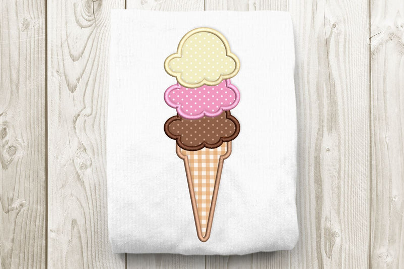 Triple Scoop of Ice Cream Applique Embroidery Embroidery/Applique DESIGNS Designed by Geeks 