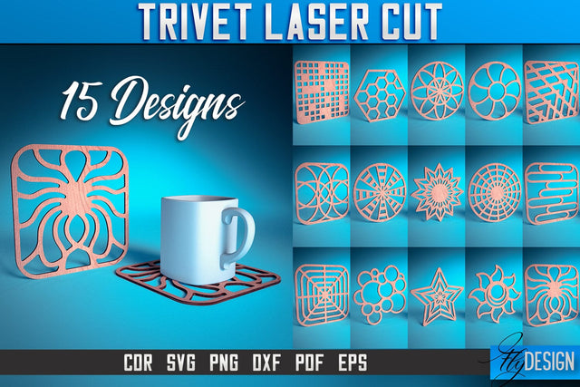 Trivet Laser Cut SVG | Trivet Laser Cut SVG Design | CNC Files SVG Fly Design 
