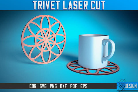 Trivet Laser Cut SVG | Trivet Laser Cut SVG Design | CNC Files SVG Fly Design 