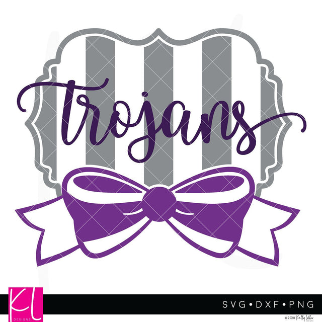 Trojans and Bow Wide Stripe Frame SVG Kelly Lollar Designs 