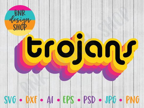 Trojans SVG File, Retro Sports SVG, SVG Cut File for Cricut Cutting Machines and Vinyl Crafting SVG BNRDesignShop 