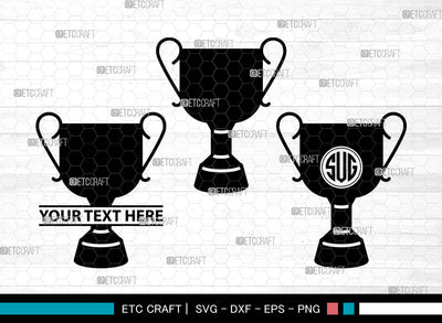 Trophy Icons Monogram, Trophy Svg, Champion Trophy Svg, Trophys, Award Trophy, Trophy Monogram, Icon Monogram, Svg Cut File, Dxf, Eps, Png, SVG ETC Craft 