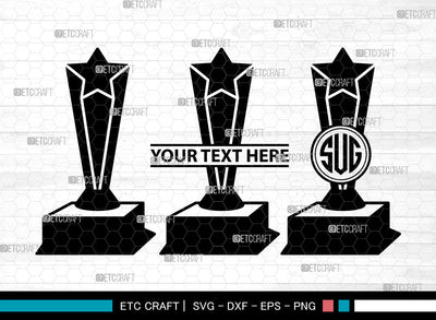 Trophy Icons Monogram, Trophy Svg, Champion Trophy Svg, Trophys, Award Trophy, Trophy Monogram, Icon Monogram, Svg Cut File, Dxf, Eps, Png, SVG ETC Craft 