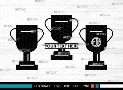 Trophy Icons Monogram, Trophy Svg, Champion Trophy Svg, Trophys, Award Trophy, Trophy Monogram, Icon Monogram, Svg Cut File, Dxf, Eps, Png, SVG ETC Craft 