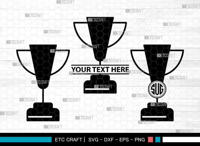 Trophy Icons Monogram, Trophy Svg, Champion Trophy Svg, Trophys, Award Trophy, Trophy Monogram, Icon Monogram, Svg Cut File, Dxf, Eps, Png, SVG ETC Craft 