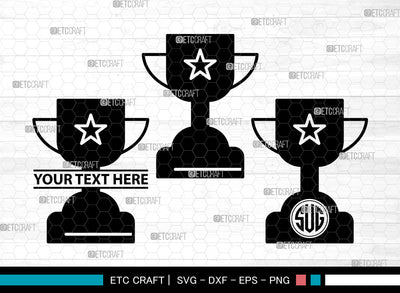 Trophy Icons Monogram, Trophy Svg, Champion Trophy Svg, Trophys, Award Trophy, Trophy Monogram, Icon Monogram, Svg Cut File, Dxf, Eps, Png, SVG ETC Craft 