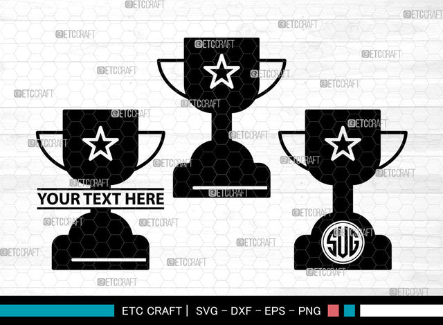 Trophy Icons Monogram, Trophy Svg, Champion Trophy Svg, Trophys, Award Trophy, Trophy Monogram, Icon Monogram, Svg Cut File, Dxf, Eps, Png, SVG ETC Craft 