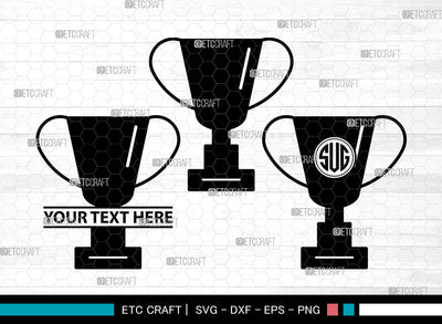 Trophy Icons Monogram, Trophy Svg, Champion Trophy Svg, Trophys, Award Trophy, Trophy Monogram, Icon Monogram, Svg Cut File, Dxf, Eps, Png, SVG ETC Craft 
