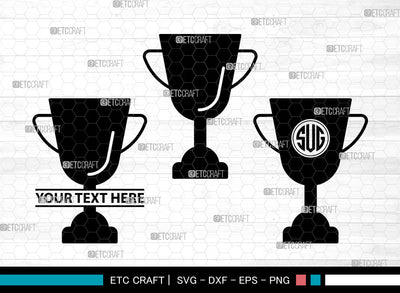 Trophy Icons Monogram, Trophy Svg, Champion Trophy Svg, Trophys, Award Trophy, Trophy Monogram, Icon Monogram, Svg Cut File, Dxf, Eps, Png, SVG ETC Craft 