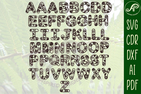 Tropical alphabet set. 2 layer x 47 letters SVG file vector file ai, cdr, dxf and pdf instant download digital design laser cut SVG APInspireddesigns 