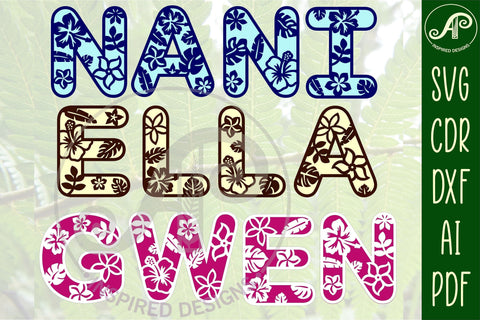 Tropical alphabet set. 2 layer x 47 letters SVG file vector file ai, cdr, dxf and pdf instant download digital design laser cut SVG APInspireddesigns 