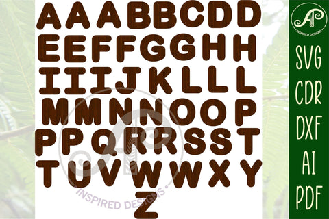 Tropical alphabet set. 2 layer x 47 letters SVG file vector file ai, cdr, dxf and pdf instant download digital design laser cut SVG APInspireddesigns 