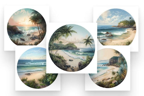 Tropical Beach Backgrounds - Summer Digital Scrapbook Paper Sublimation BijouBay 
