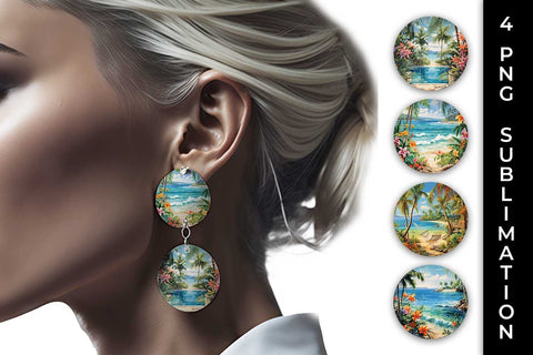 Tropical Bliss Earrings: Exotic Vacation, Summer Breeze, Island Life Sublimation Sintegra 