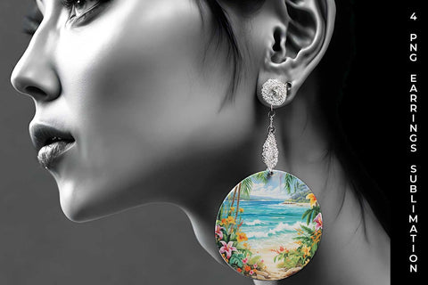 Tropical Bliss Earrings: Exotic Vacation, Summer Breeze, Island Life Sublimation Sintegra 