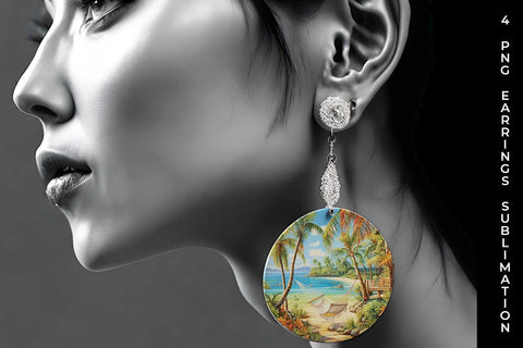 Tropical Bliss Earrings: Exotic Vacation, Summer Breeze, Island Life Sublimation Sintegra 