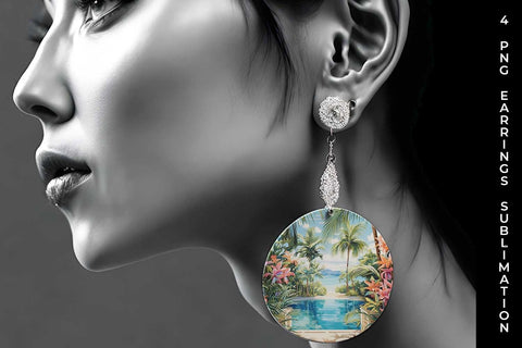 Tropical Bliss Earrings: Exotic Vacation, Summer Breeze, Island Life Sublimation Sintegra 