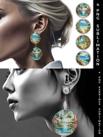 Tropical Bliss Earrings: Exotic Vacation, Summer Breeze, Island Life Sublimation Sintegra 