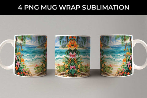 Tropical Bliss Mug Wrap: Exotic Vacation, Summer Breeze, Island Life Sublimation Sintegra 