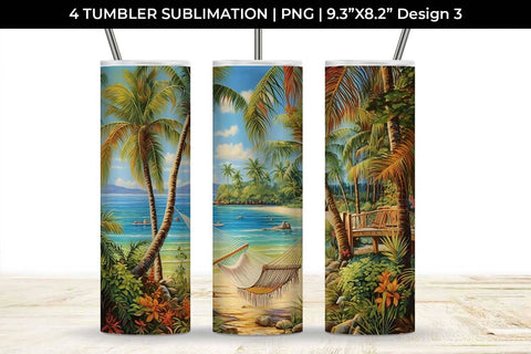 Tropical Bliss Tumbler: Exotic Vacation, Summer Breeze, Island Life Sublimation Sintegra 
