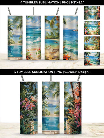 Tropical Bliss Tumbler: Exotic Vacation, Summer Breeze, Island Life Sublimation Sintegra 
