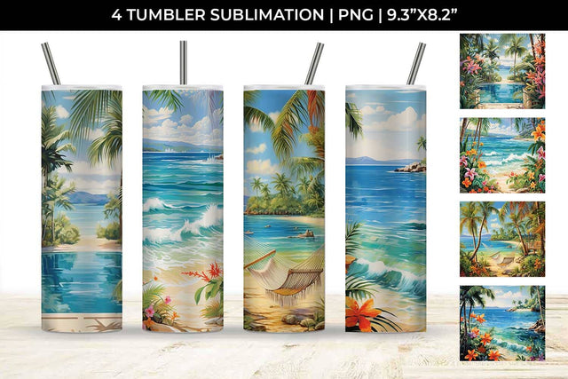 Tropical Bliss Tumbler: Exotic Vacation, Summer Breeze, Island Life Sublimation Sintegra 