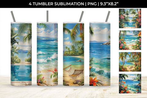 Tropical Bliss Tumbler: Exotic Vacation, Summer Breeze, Island Life Sublimation Sintegra 