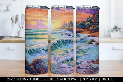 Tropical Faux Embroidery Tumbler Bundle PNG Digital Download Sublimation BijouBay 