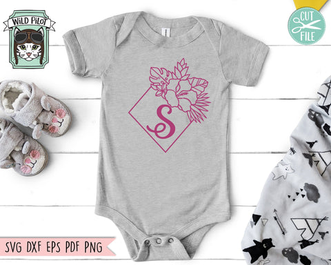 Tropical Flower Frame SVG file, Hibiscus Monogram Frame SVG, Flower Border SVG, Floral Frame SVG, Round SVG, Hexagon SVG, Square SVG, Shape SVG, Circle SVG, Diamond SVG SVG Wild Pilot 