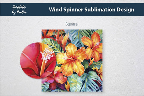 Tropical Flower Wind Spinner Sublimation Design Sublimation Templates by Pauline 