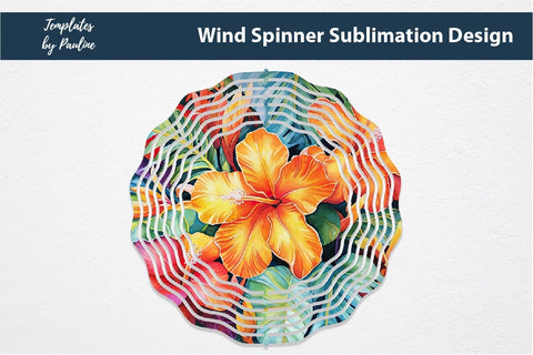Tropical Flower Wind Spinner Sublimation Design Sublimation Templates by Pauline 