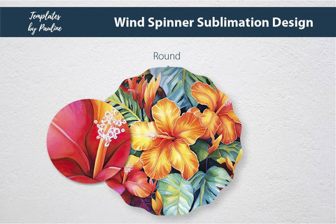 Tropical Flower Wind Spinner Sublimation Design Sublimation Templates by Pauline 