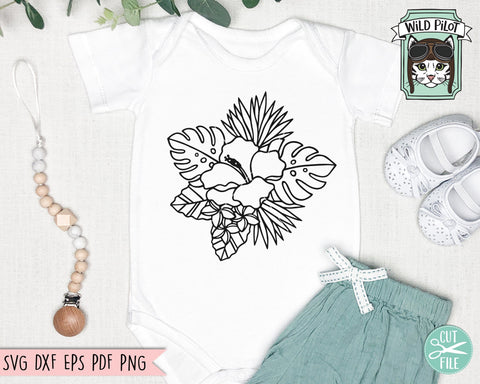 Tropical Flowers SVG Cut File, Tropical Leaves SVG, Hibiscus SVG Cut File, Palm Leaf svg, Monstera Leaf svg, Banana Leaf svg, Summer svg SVG Wild Pilot 