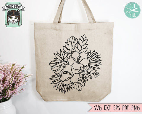 Tropical Flowers SVG Cut File, Tropical Leaves SVG, Hibiscus SVG, Palm Leaf svg, Monstera svg, Banana Leaf svg, Summer svg, Tropical Leaf SVG SVG Wild Pilot 