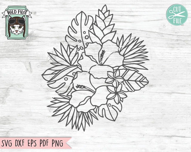 Tropical Flowers SVG Cut File, Tropical Leaves SVG, Hibiscus SVG, Palm Leaf svg, Monstera svg, Banana Leaf svg, Summer svg, Tropical Leaf SVG SVG Wild Pilot 