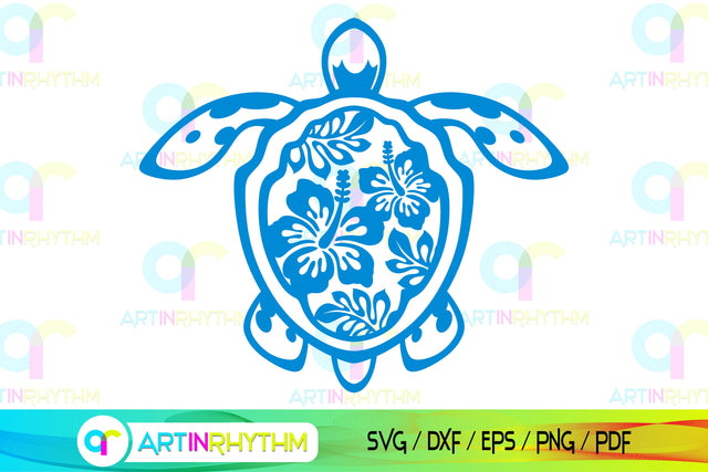 Tropical Hibiscus Sea Turtle svg SVG Artinrhythm shop 