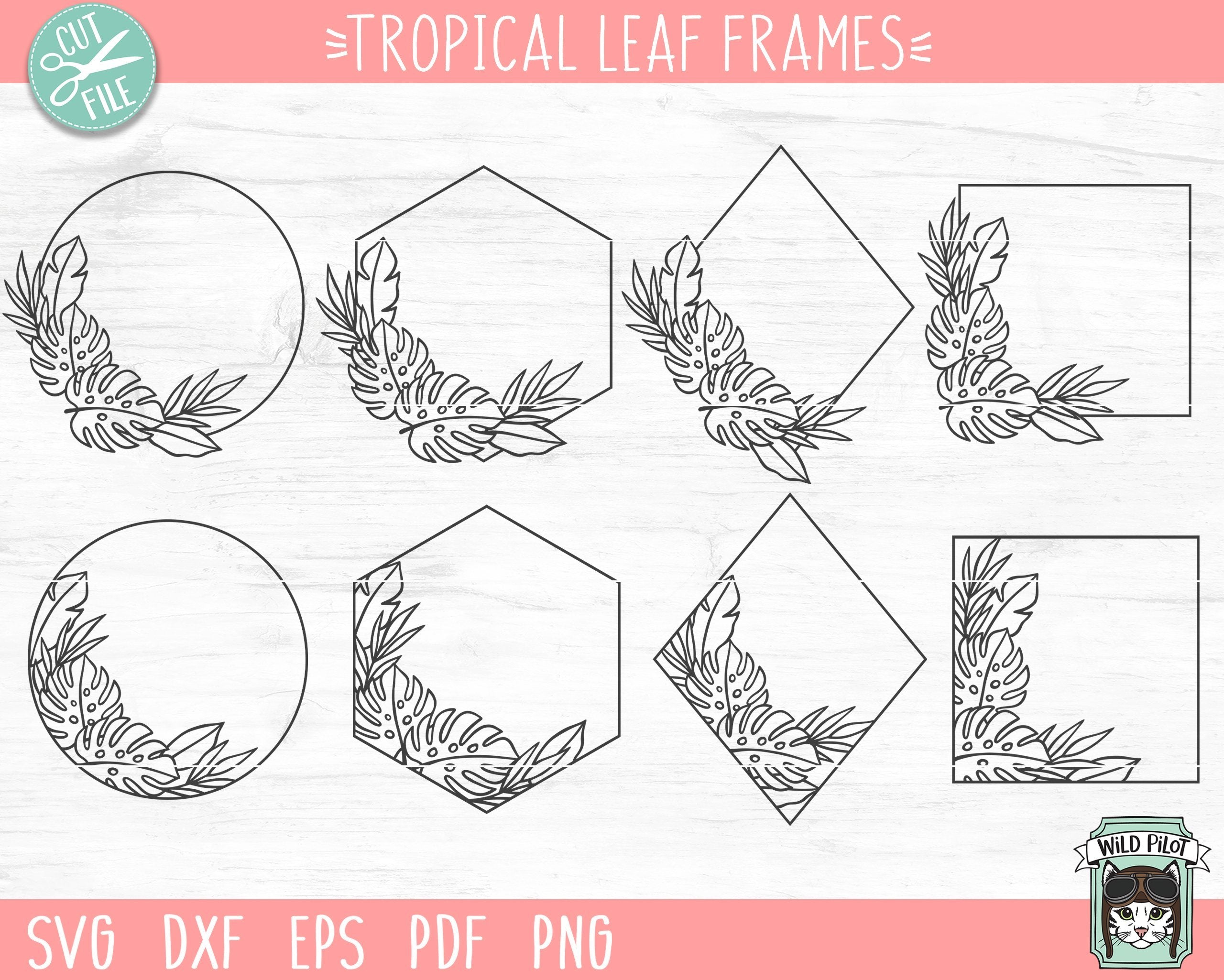 Leaves monogram frame svg, Hexagon border svg, Geometric leaf svg Stock  Vector