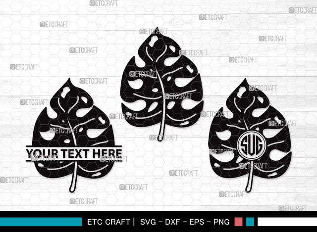 Tropical Leaf Monogram SVG | Tropical Leaves Svg | Monstera Leaf Svg | Palm Leaf Vector Cutting files | Tropical Leaf Clipart SVG ETC Craft 
