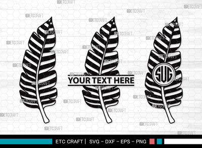 Tropical Leaf Monogram SVG | Tropical Leaves Svg | Monstera Leaf Svg | Palm Leaf Vector Cutting files | Tropical Leaf Clipart SVG ETC Craft 