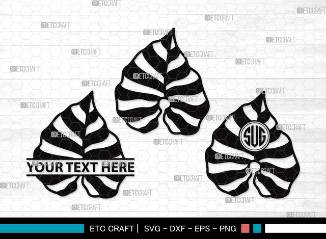 Tropical Leaf Monogram SVG | Tropical Leaves Svg | Monstera Leaf Svg | Palm Leaf Vector Cutting files | Tropical Leaf Clipart SVG ETC Craft 