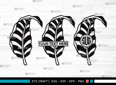 Tropical Leaf Monogram SVG | Tropical Leaves Svg | Monstera Leaf Svg | Palm Leaf Vector Cutting files | Tropical Leaf Clipart SVG ETC Craft 
