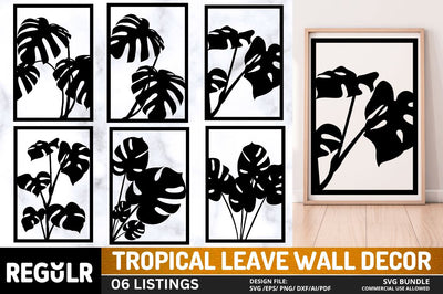 Tropical Leave Wall Decor SVG Bundle SVG Regulrcrative 
